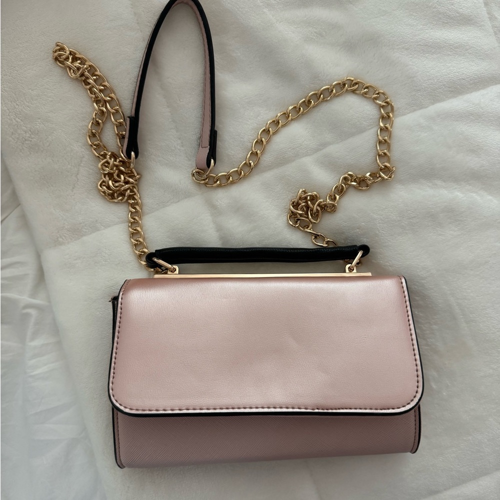 Pink Crossover Bag with Gold Chain